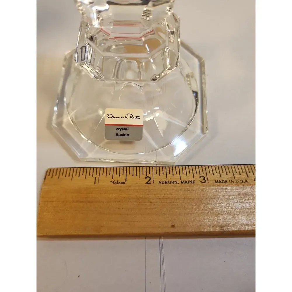 Oscar de la Renta Clear Crystal Candle Holder Austria Elegant Decorative Accent